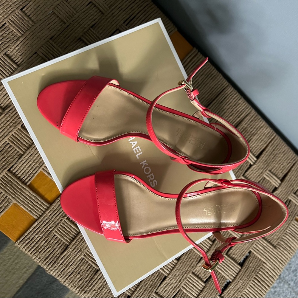Michael Kors Coral/red/pink Stiletto Heels with Ankle Strap - Picture 3 of 6
